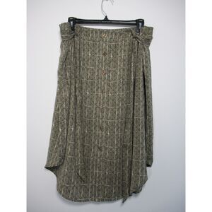 CATO Olive/Cream Button Front Skirt Elastic Waist Size 22/24 W